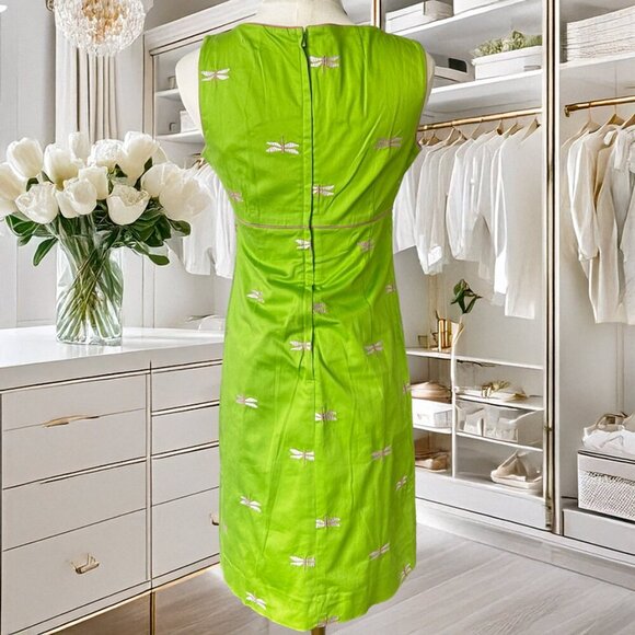Vintage Lilly Pulitzer Green Pink Dragonfly Dress White Label in Size 4 Petite - Picture 5 of 7